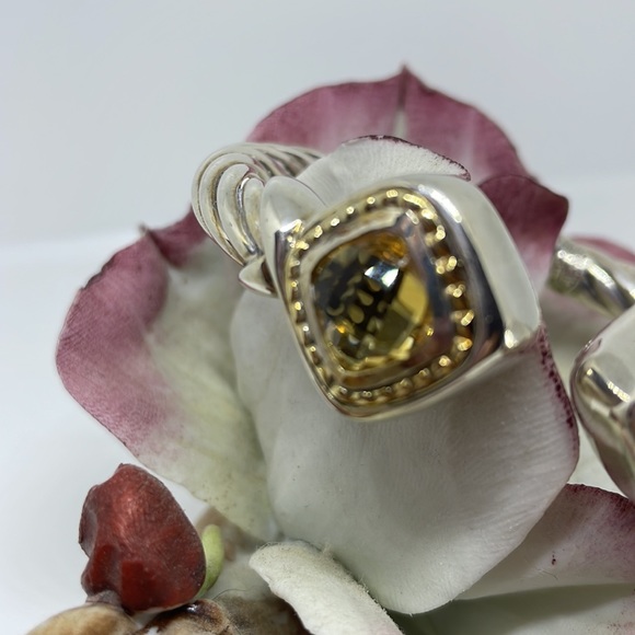 Reyes del Mar 18k Gold & Sterling Silver Amethyst  & Yellow Citrine Hinged Cuff - Picture 2 of 7